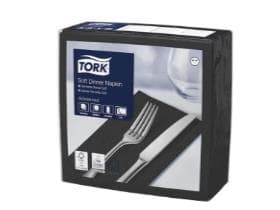 Tork Soft Dinnerservietten, Advanced, 39 x 39 cm, 3-lagig Tissue schwarz,
