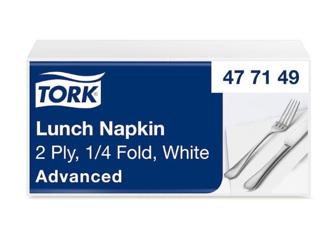 Tork Lunchserviette weiss, 2-lagig, 33 x 33 cm, 1/4-Falz