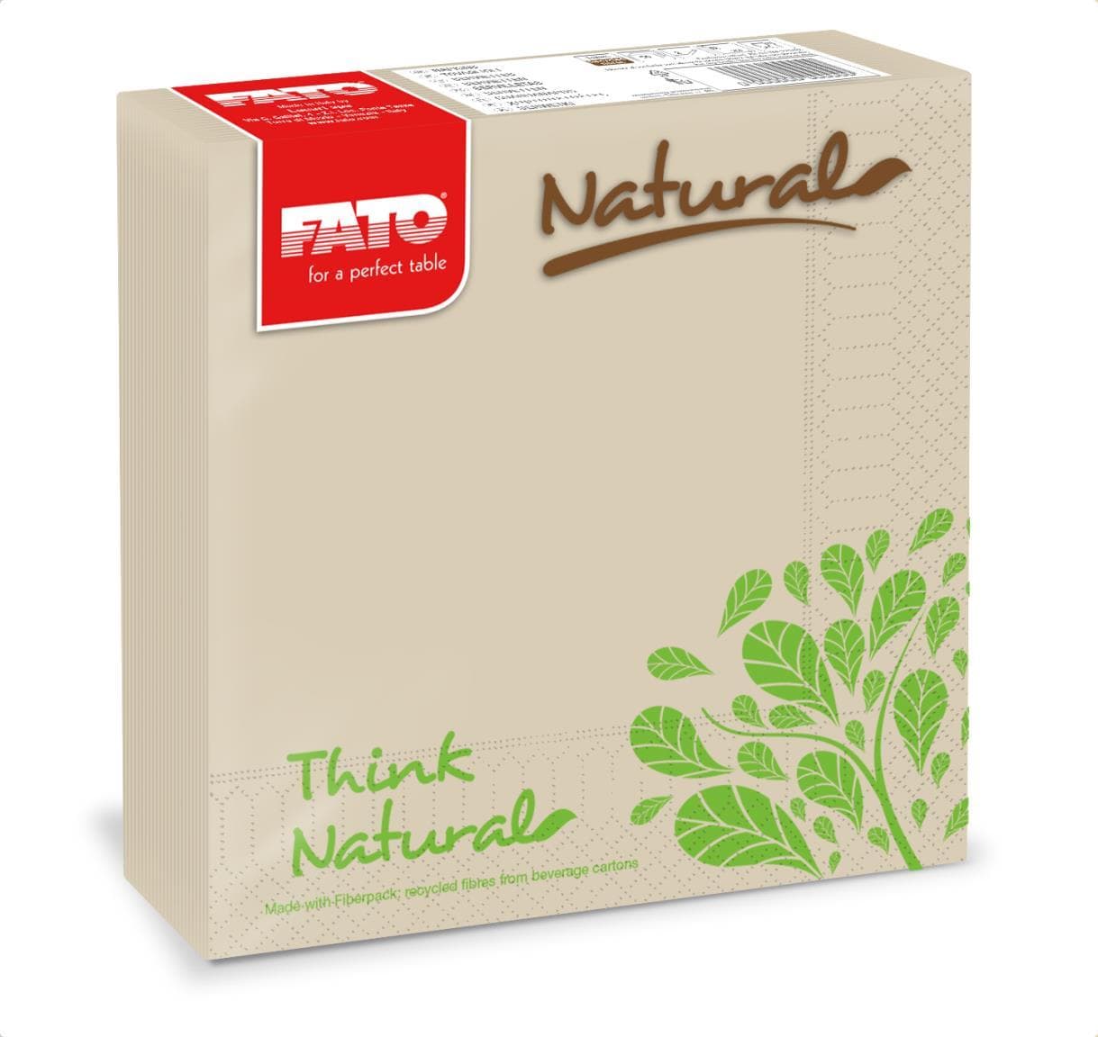 Servietten Fiberpack 2-lagig, 33 x 33 cm 1/4 Falz, aus recycletem Getränkekarton