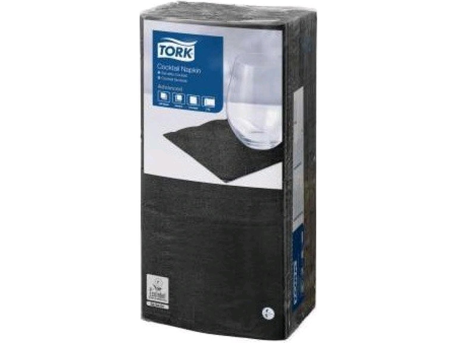 Servietten Tork Cocktailservietten 2-lag 24 x 24 cm, 1/4 Falz, schwarz