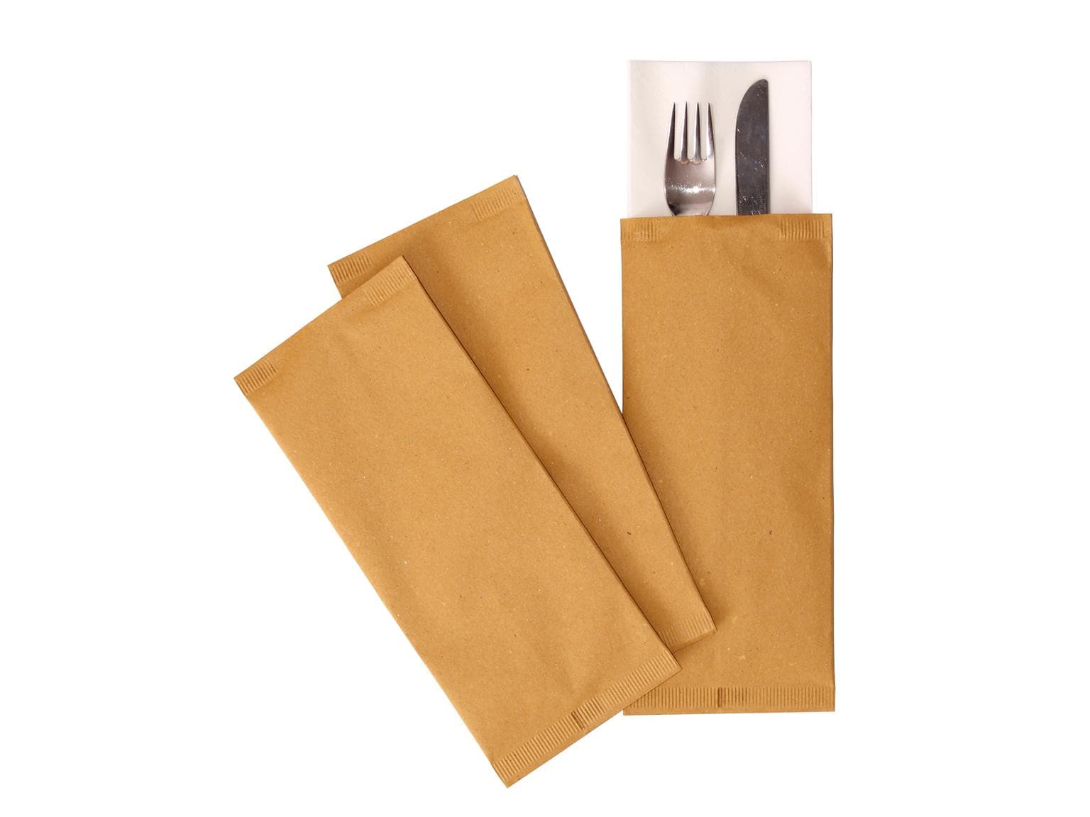 Besteckbeutel aus Strohpapier, 10.5 x 25 cm, unbedruckt, inkl.