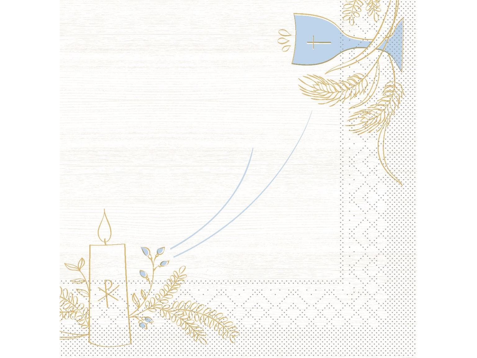 Servietten Tissue 3-lagig, 33 x 33 cm, 1/4 Falz, "KOMMUNION" blau/grau