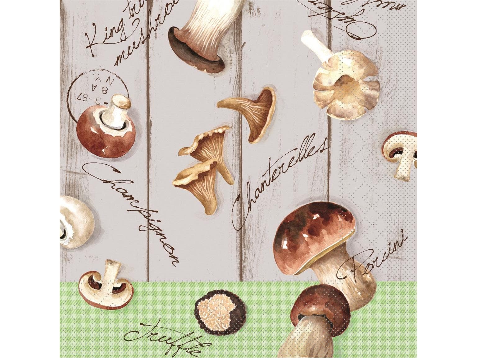 Servietten Tissue 3-lagig, 33 x 33 cm, 1/4 Falz, "BULIZ " Pilze