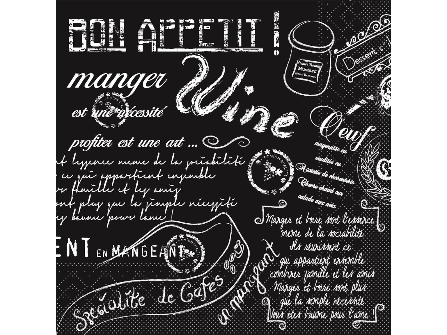 Servietten Tissue 3-lagig, 33 x 33 cm, 1/4 Falz, "SCRIPT" schwarz