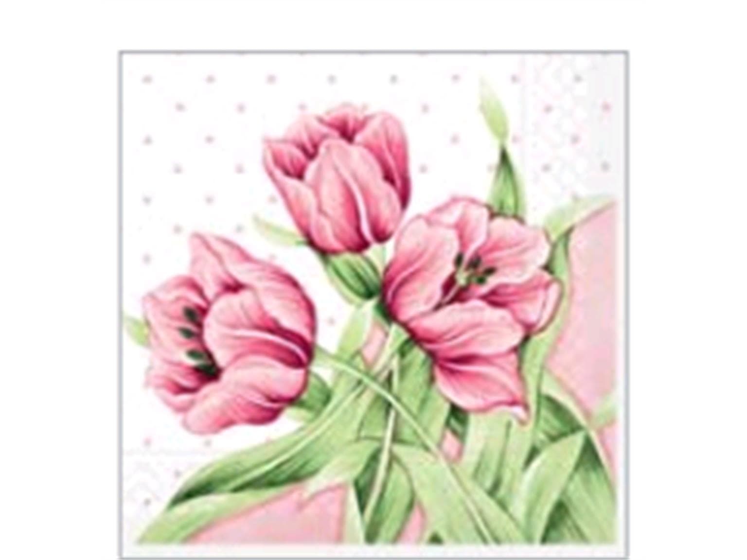 Servietten Tissue 3-lagig, 33 x 33 cm, 1/4 Falz, "ELSA" rosa/grün