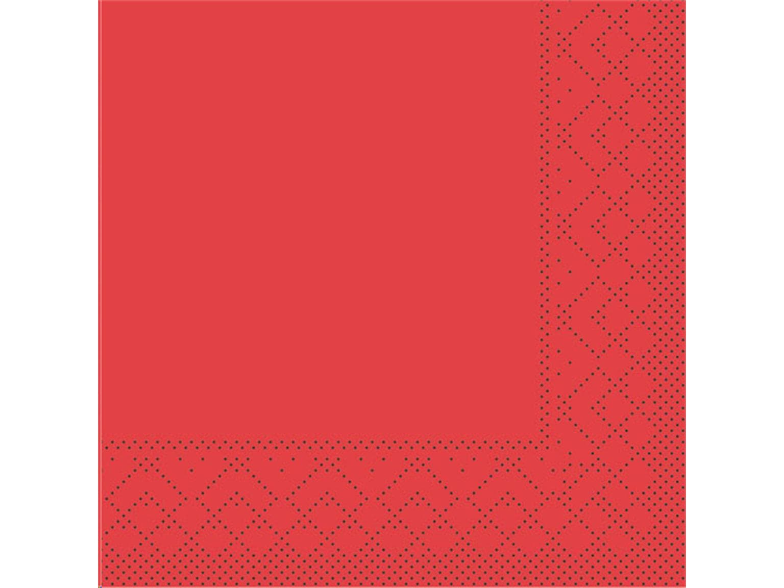 Servietten Tissue 3-lagig, 24 x 24 cm 1/4 Falz, rot, unbedruckt