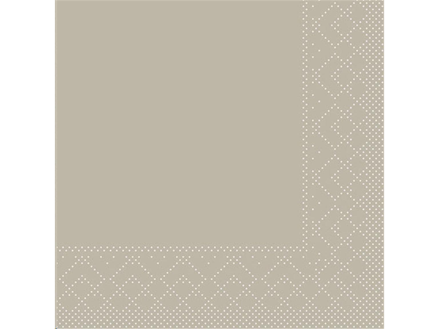 Servietten Tissue 3-lagig, 24 x 24 cm 1/4 Falz, beige-grey, unbedruckt