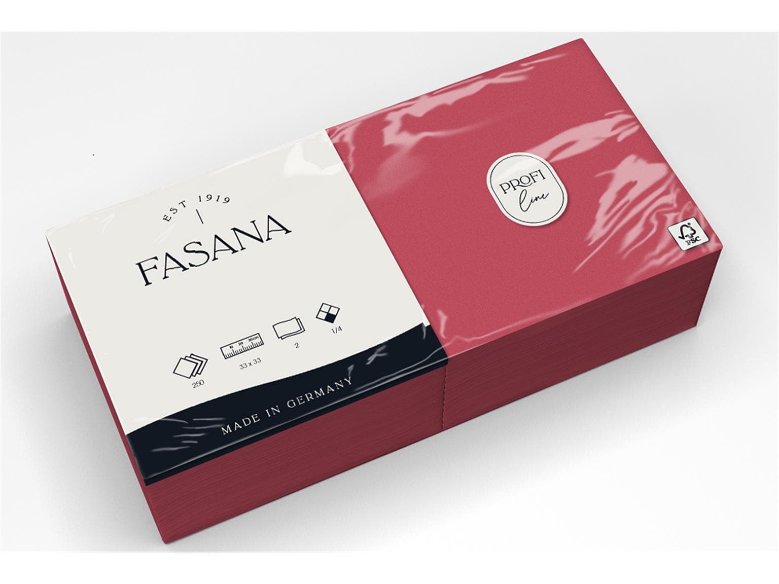 Servietten Fasana 2-lagig, 33 x 33 cm 1/4 Falz, bordeaux (382)