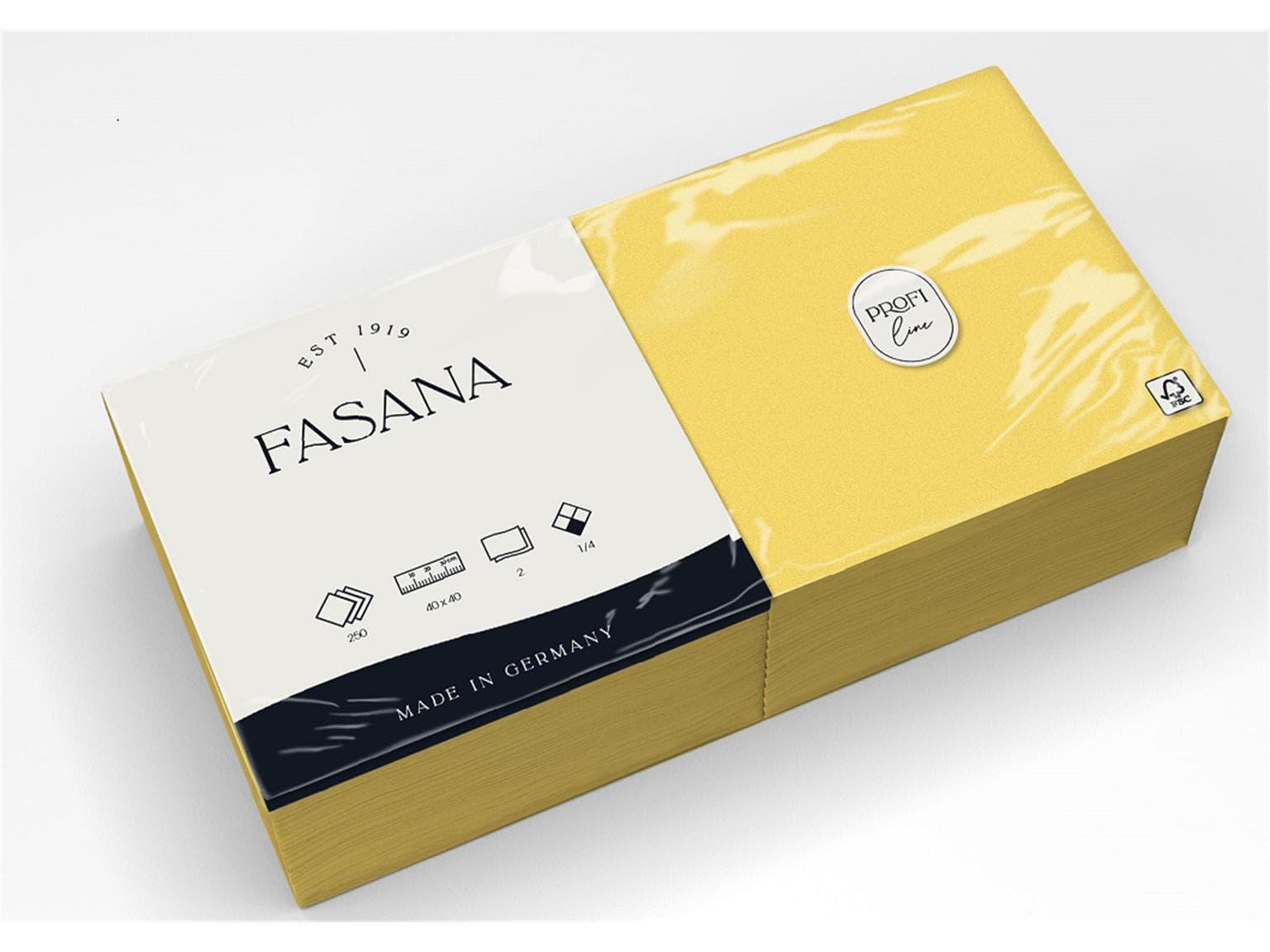 Servietten Fasana 2-lagig, 40 x 40 cm 1/4 Falz, sonnengelb (384)