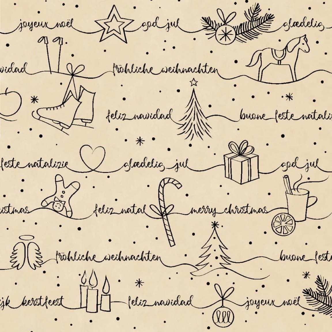 Servietten Tissue 3-lagig, 24 x 24 cm, 1/4 Falz, "Ravin" schwarz-natur