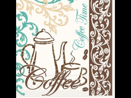 Servietten Tissue 3-lagig, 33 x 33 cm, 1/4 Falz, "COFFEE / TEA" Coffee / Tea