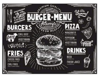 Tischset Papier, 40 x 30 cm, Burger Menu