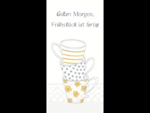 Servietten Tissue 3-lagig, 33 x 33 cm, 1/8 Falz, Frühstück fertig  "gelb/grau"