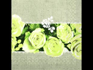 Servietten Tissue 3-lagig, 33 x 33 cm 1/4 Falz, Lovely Roses (gelb)