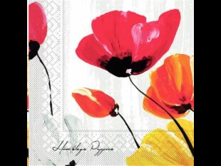 Servietten Tissue 3-lagig, 40 x 40 cm 1/4 Falz, Ivonne (Himalaya Poppies grau)