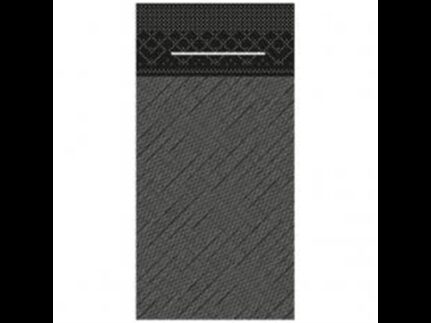 Bestecktasche Tissue-Deluxe-Light, 40 x 40 cm, 1/8 Falz, einfarbig, schwarz