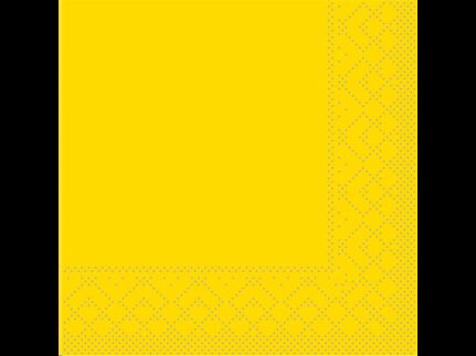 Servietten Tissue 3-lagig, 20 x 20 cm 1/4 Falz, gelb, unbedruckt
