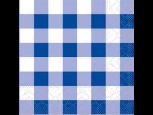 Servietten Tissue 3-lagig, 24 x 24 cm 1/4 Falz, Karo (blau)